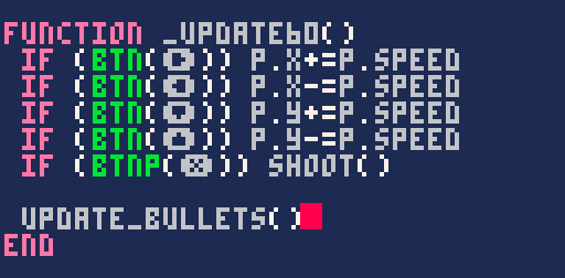 Appel de la fonction Update bullets