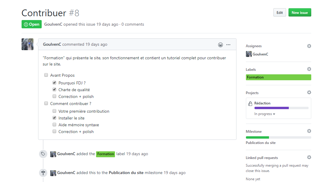 Issue sur GitHub